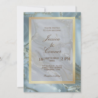 Convites Elegante Blue Marble Minimalista