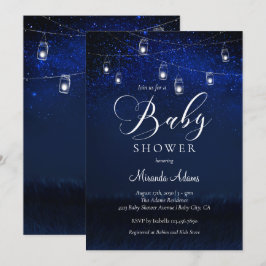 Convites Elegante Blue Starry Night Chá de fraldas Mason Ja