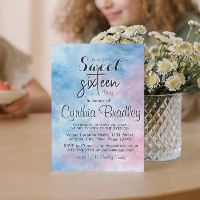 Convites Elegante Blue Sweet Sessenta Festa de aniversário (Criador carregado)