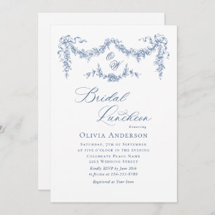 Convites Elegante Blue Toile Garden BRIDAL LUNCHEON