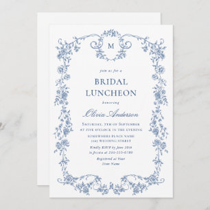 Convites Elegante Blue Toile Garden BRIDAL LUNCHEON