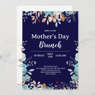 Convites Elegante Blue Wildflower Blue Brunch