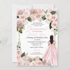 Convites Elegante Blush, cor-de-rosa e Dourada Quinceanera 