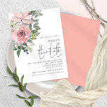 Convites Elegante Blush Floral Cor-de-rosa Festa de anivers<br><div class="desc">Elegante Blush Pink Florals Trinta Convite de Aniversário. Uma ilustração floral artística de tendências para convidar seus hóspedes para comemorar seu aniversário de 30 anos, com flores e folhas no canto superior esquerdo. Um roteiro elegante para a ocasião e personalizar facilmente o resto do texto de acordo com suas necessidades....</div>