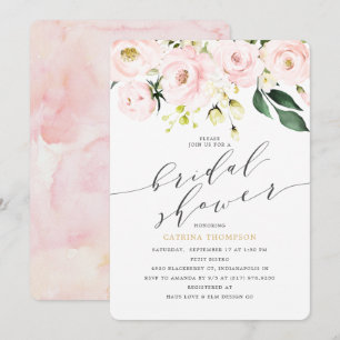 Convites Elegante Blush Floral e Chá de panela Eucalyptus