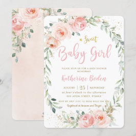 Convites Elegante Blush Floral Floral Chá de fraldas
