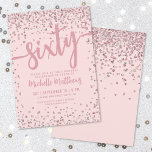 Convites Elegante Blush Pink 60º Aniversário<br><div class="desc">Apresentando um chic e comemorativo 60º convite de aniversário, perfeito para marcar este marco especial no estilo. O design atualizado apresenta um plano de fundo cor-de-rosa pincelado suave na frente e atrás, emparelhado com fontes elegantes de rosa ouro por todo o lado. No topo, "Sessenta" é exibido com destaque em...</div>