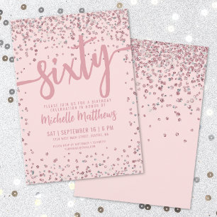 Convites Elegante Blush Pink 60º Aniversário