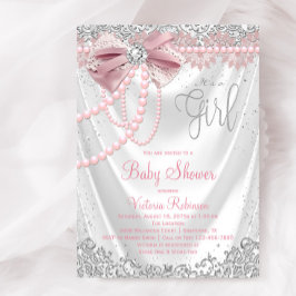Convites Elegante Blush Pink Diamond Play Chá de fraldas Gi