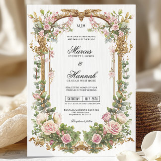 Convites Elegante Blush Pink Floral e Eucalyptus Greeneresc