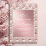 Convites Elegante Blush Pink White 50th Festa de aniversári<br><div class="desc">Elegante e chique,  embebida em metal decorativo rosa e branco 50º convite de aniversário para mulheres.</div>