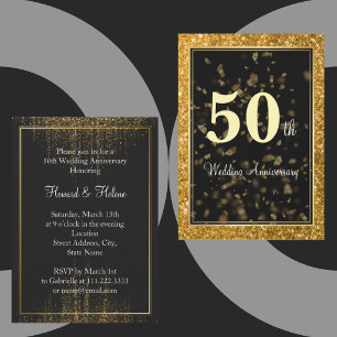 Convites Elegante Bodas de Ouro 50º Aniversário 