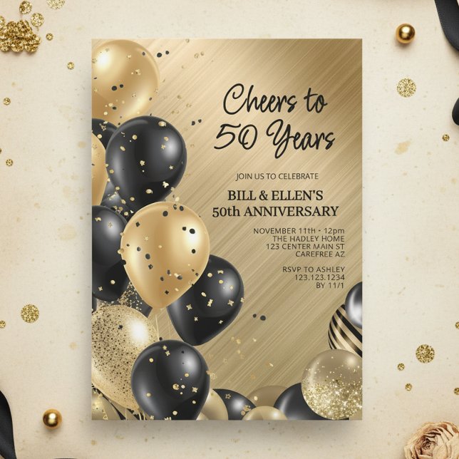Convites Elegante Bodas de Ouro de 50 Anos de Casamento (Criador carregado)