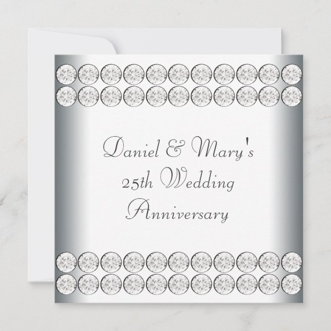 Convites Elegante Bodas de Prata de 25º Aniversário de Casa (Frente)
