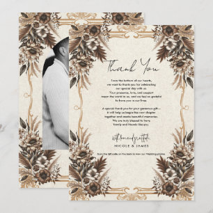 Convites Elegante Boêmio Floral Vintage Agradecimento de Ca