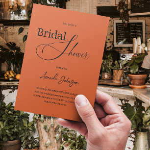 Convites Elegante Bohemian Burnt Orange Rustic Chá de panel