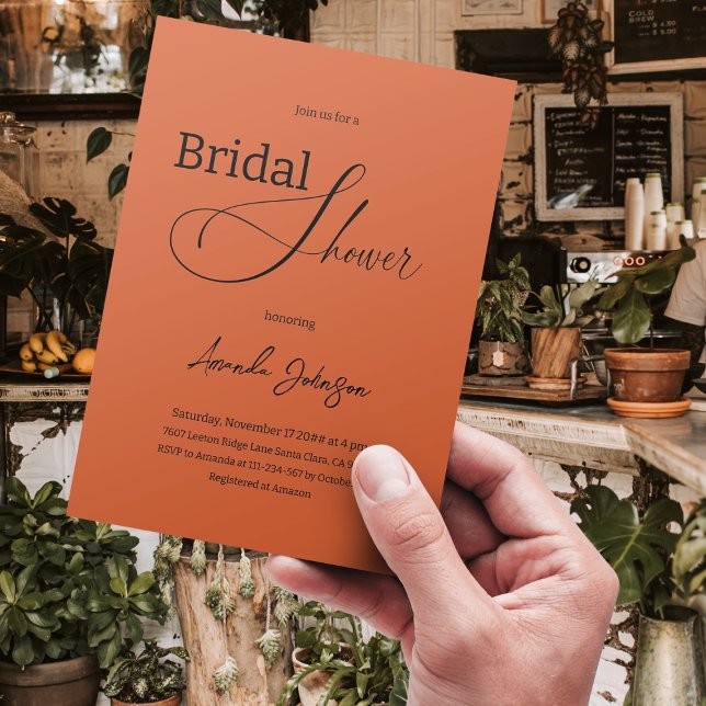 Convites Elegante Bohemian Burnt Orange Rustic Chá de panel (Criador carregado)