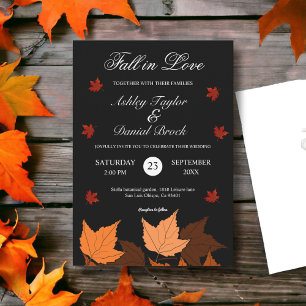Convites Elegante Boho Black and White Fall in Love Weding