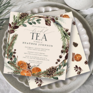 Convites Elegante Boho Citrus Greenery Fall Bridal Tea