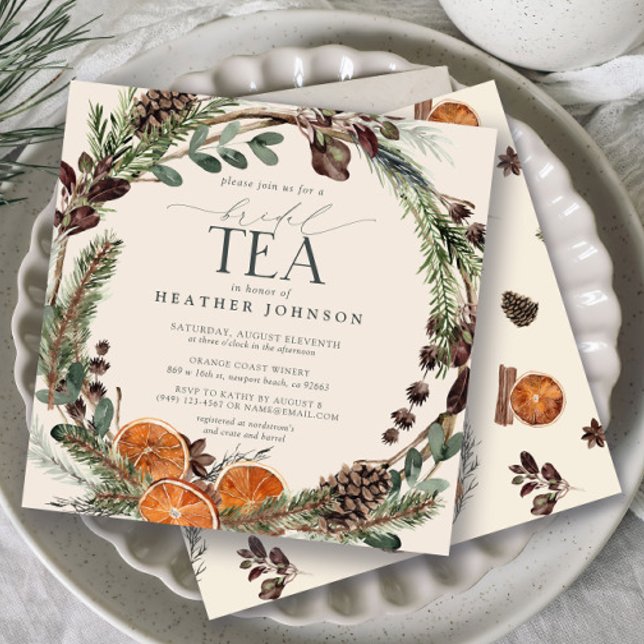 Convites Elegante Boho Citrus Greenery Fall Bridal Tea (Bridal Tea Invitation!)