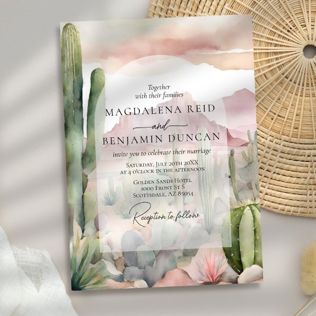 Convites Elegante Boho Desert Landscape Cactus Weding (Criador carregado)