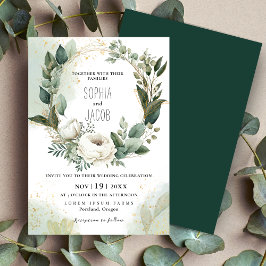 Convites Elegante Boho Dourado Greenery Eucalyptus Winter