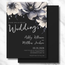Elegante Boho Floral Casamento Preto