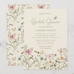 Convites Elegante Boho Floral Wildflower Boho Chá de panela