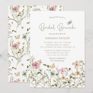 Convites Elegante Boho Floral Wildflower Bridal Brunch