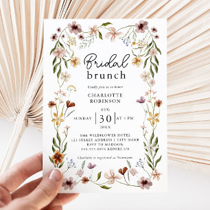 Convites Elegante Boho Floral Wildflower Bridal Brunch