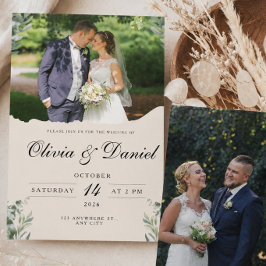 Convites Elegante Boho Folhas de Eucalipto & Casamento Foto