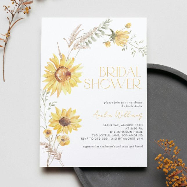 Convites Elegante Boho Girassol Chá de panela Botânico (Easily personalize this amazing fall bridal shower invite for the perfect rustic event!)