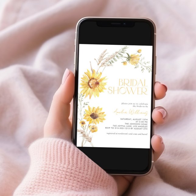 Convites Elegante Boho Girassol Chá de panela Botânico (Criador carregado)