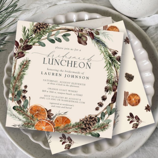Convites Elegante Boho Greenery Citrus Bridesmaids Luncheon (Bridesmaids Luncheon Invitation!)