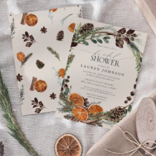 Convites Elegante Boho Greenery Citrus Fall Chá de panela