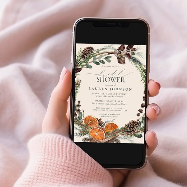 Convites Elegante Boho Greenery Citrus Fall Chá de panela (Criador carregado)