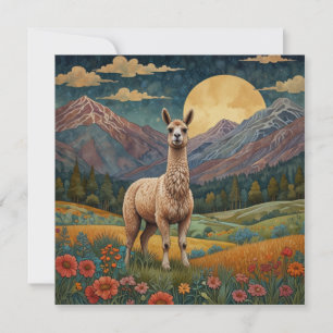 Convites Elegante boho lama alpaca paisagem de vintage