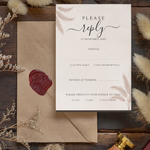 Convites Elegante Boho Pampas Grass Modern Wedn RSVP