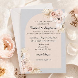 Convites Elegante Boho Primavera Peônia Casamento Cristão