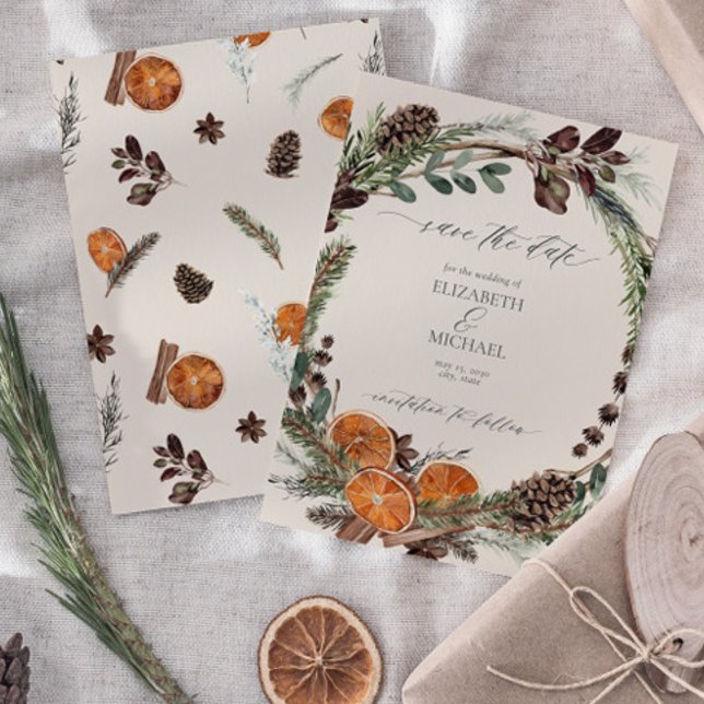 Convites Elegante Boho Rustic Citrus Orange Salva a Data (Save the Date Invitation!)