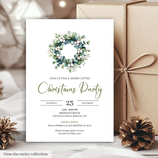 Convites Elegante Boho Terroso Aquarela Festa de Natal (Elegant Boho Earthy Watercolor Festive Party Invite)