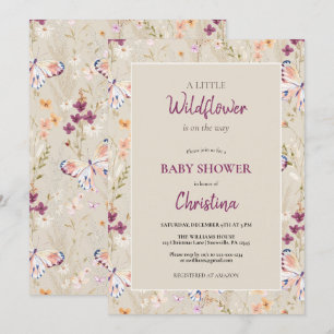 Convites Elegante Boho Watercolor Chá de fraldas
