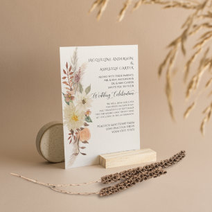 Convites Elegante BOHO Watercolor Fall Floral Pampas Grass