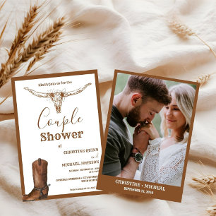 Convites Elegante Boho Western Cowboy Casal Show