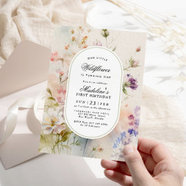 Convites Elegante Boho Wildflower Baby primeiro aniversario