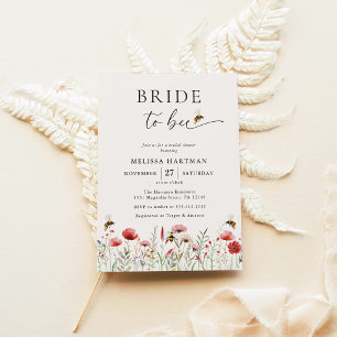 Convites Elegante Boho Wildflower Bride Para Chá de panela