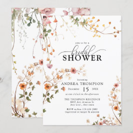 Convites Elegante Boho Wildflower Chá de panela