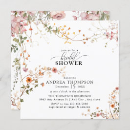 Convites Elegante Boho Wildflower Chá de panela