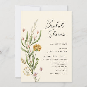 Convites Elegante Boho Wildflower Chá de panela