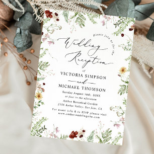 Convites Elegante Boho Wildflower Recepção de casamento